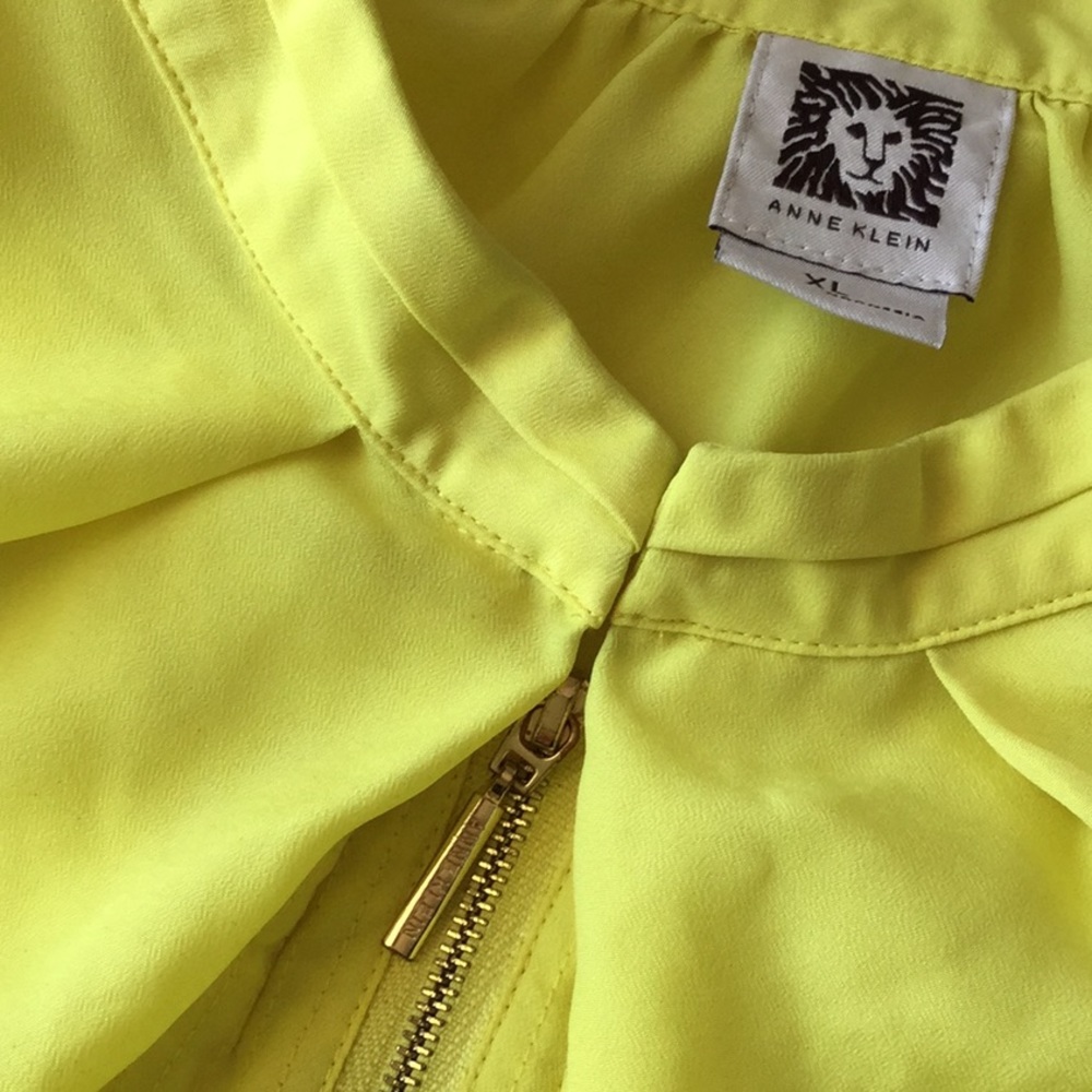 Neon Yellow Zipper Down Blouse - Picture 3 of 5